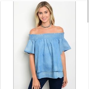 Loveriche denim off the shoulder top